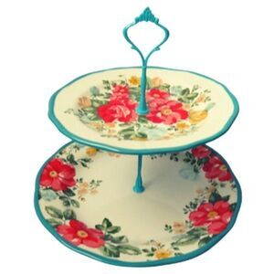 PIONEER WOMAN COLLECTION CUPCAKE DESSERT STAND 2-TIER Vintage Floral